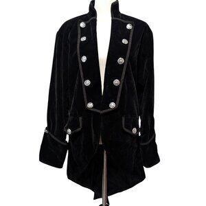 Darkrock Unisex Sz L Black Velvet Steampunk Goth Victorian Lined Tailcoat Jacket